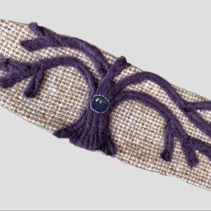 Hollow Tree Cuff Bracelet Handmade from Vintage Herringbone Fabric Spooky Fun